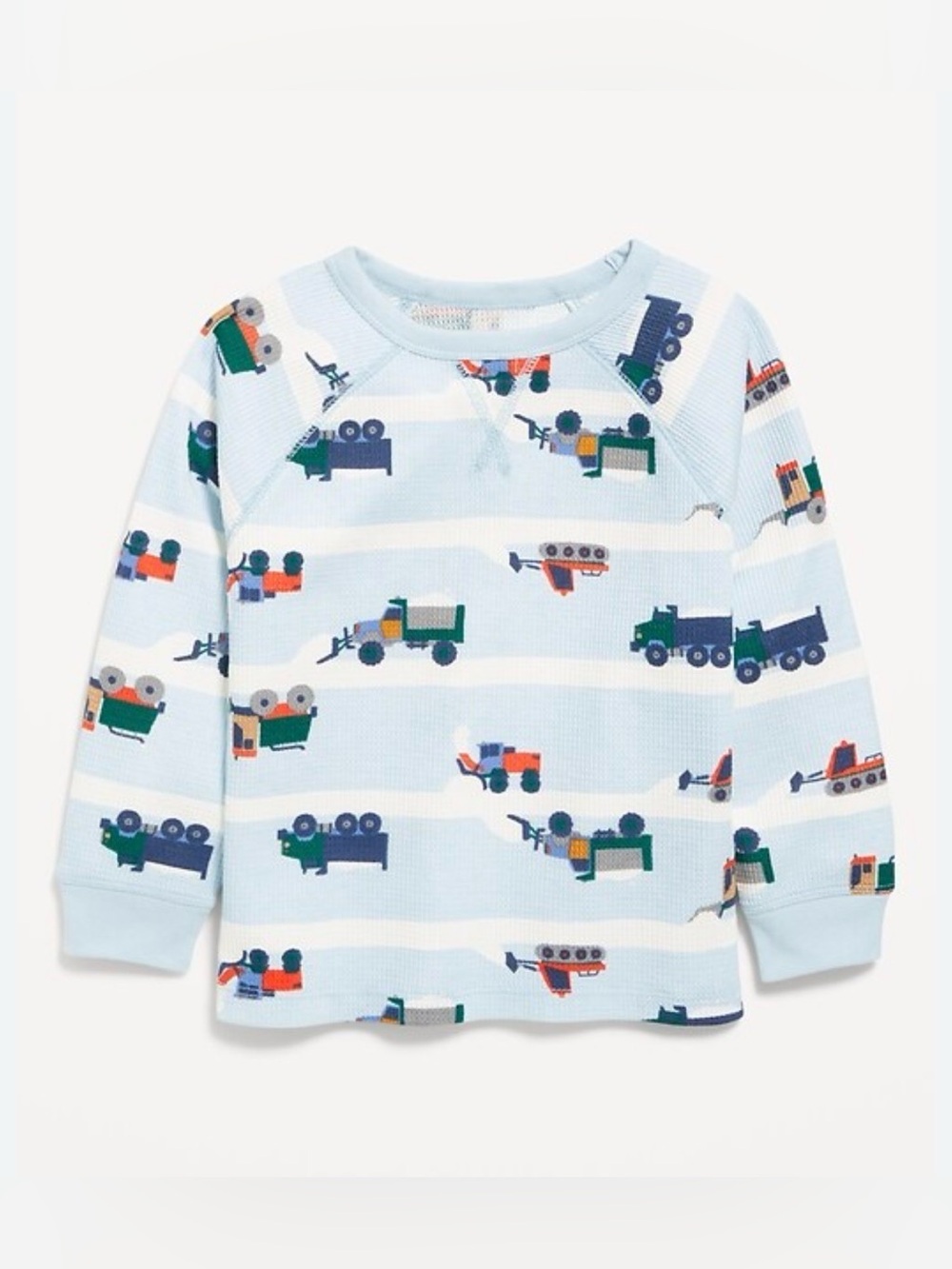 Light Blue Kids Long-Sleeve Shirt with Trucks - Unbranded